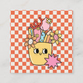 Retro Vintage Bloemen Pencil School Leraar Vierkante Visitekaartje (Voorkant)