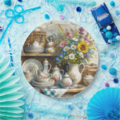 Retro Vintage Bloemenset Bloemig Papieren Bord (Feest)