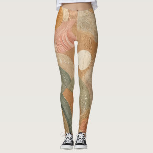 Retro Vintage Boheemse Aardse Abstracte Ontwerp Leggings