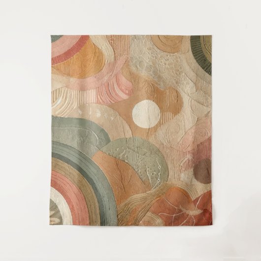 Retro Vintage Boheemse Aardse Abstracte Ontwerp Wandkleed (Voorkant)
