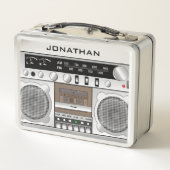 Retro Vintage Boombox Lunchbox met Naam (Achterkant)