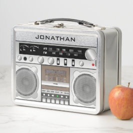 Retro Vintage Boombox Lunchbox met Naam