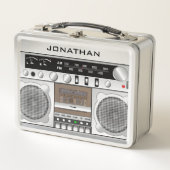 Retro Vintage Boombox Lunchbox met Naam (Voorkant)