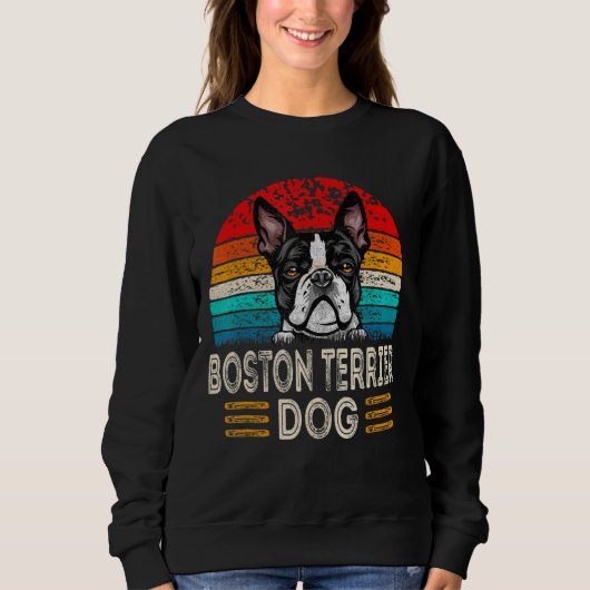 Retro Vintage Boston Terrier Dog  Dog Owner Trui (Voorkant)