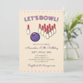 Retro Vintage Bowling Verjaardagsfeestje Kaart (Staand voorkant)