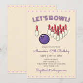 Retro Vintage Bowling Verjaardagsfeestje Kaart (Voorkant / Achterkant)