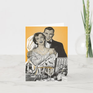 Retro Vintage Bruid & Bruidegom Cadeaus Bedankkaar Bedankkaart