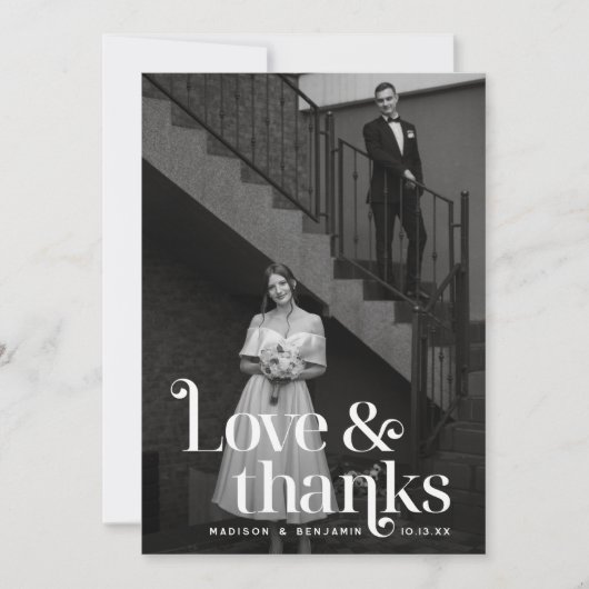 Retro Vintage bruiloft Dank u kaart (Voorkant)