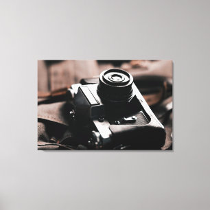 Retro, vintage camerabeeld op canvas afdruk