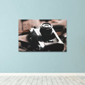 Retro, vintage camerabeeld op canvas afdruk (Insitu (Houten vloer))