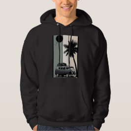 Retro Vintage Camper Bus Palmbomen Strand Zonsonde Hoodie