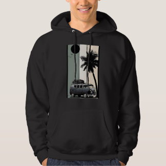 Retro Vintage Camper Bus Palmbomen Strand Zonsonde Hoodie