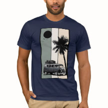 Retro Vintage Camper Bus Palmbomen Strand Zonsonde