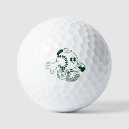 Retro Vintage Cartoon Honkbal Karakter Golfbal Golfballen