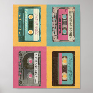 Retro Vintage Cassettebandjes Pop Art Grafische Po Poster