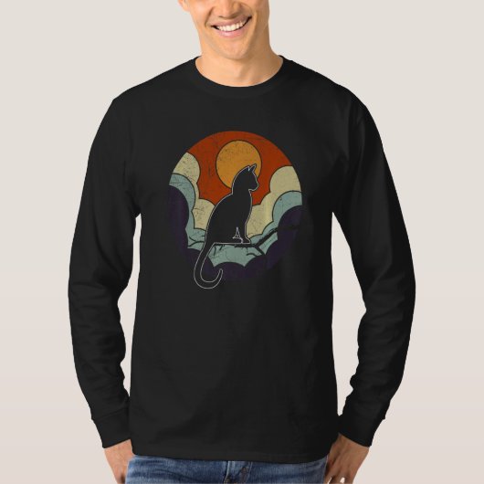 Retro Vintage Cat  Sunset T-shirt (Voorkant)