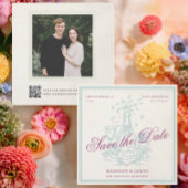Retro Vintage Champagne Paarse Bruiloft Save The Date