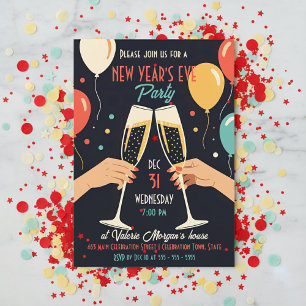 Retro Vintage Champagne Toast Oud en Nieuw Feest Kaart