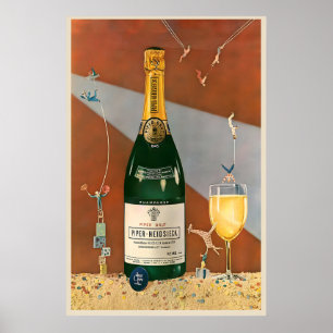 Retro Vintage Champagne Wijnfles Drank Keuken Poster