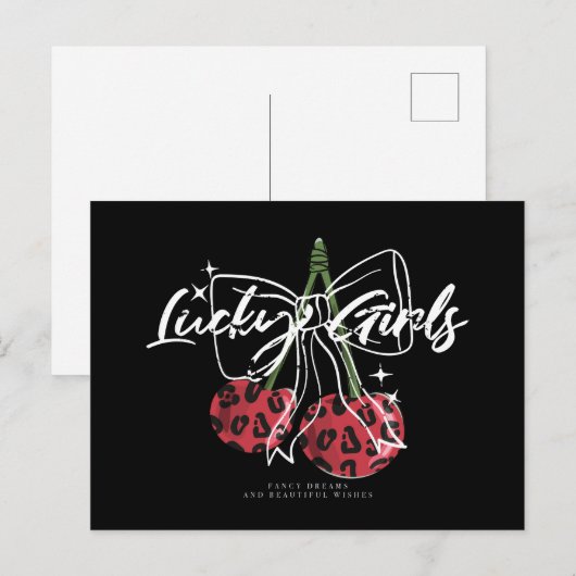 Retro Vintage Cherry Quote Typography  Briefkaart (Voorkant / Achterkant)