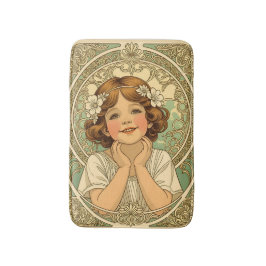 retro vintage child with flowers badmat