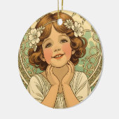 retro vintage child with flowers keramisch ornament (Links)