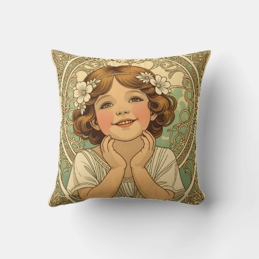 retro vintage child with flowers kussen (Achterkant)