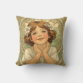 retro vintage child with flowers kussen