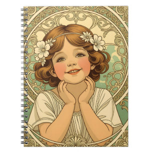 retro vintage child with flowers notitieboek