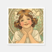 retro vintage child with flowers servet (Voorkant)