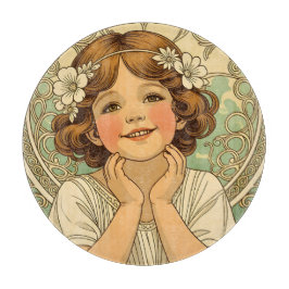retro vintage child with flowers snijplank