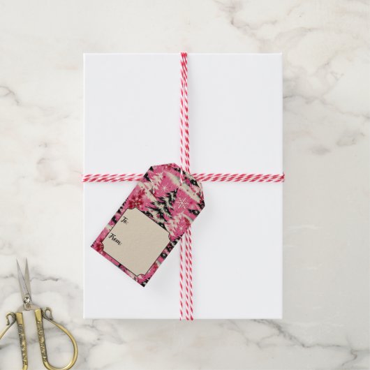 Retro Vintage Christmas: 1950's Pink Xmas Cadeaulabel (Met Touw)