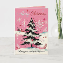 Retro Vintage Christmas: 1950's Pink Xmas Feestdagen Kaart