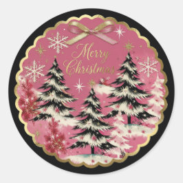 Retro Vintage Christmas: 1950's Pink Xmas Ronde Sticker