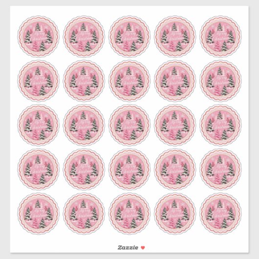 Retro Vintage Christmas: 1950's Pink Xmas Sticker (Vel)