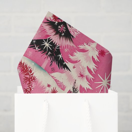 Retro Vintage Christmas: 1950's Pink Xmas Tissuepapier (Cadeauzakje)