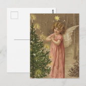 Retro Vintage Christmas Angel Kerstboom Briefkaart (Voorkant / Achterkant)