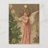 Retro Vintage Christmas Angel Kerstboom Feestdagenkaart (Voorkant)