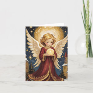Retro Vintage Christmas Angel Persoonlijke boodsch Feestdagen Kaart