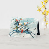 Retro vintage Christmas Angel rendier sentiment Kaart (Gele Bloem)