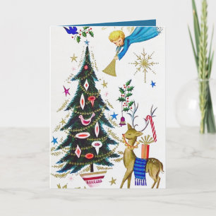 Retro vintage Christmas Angel voeg bericht kaart t