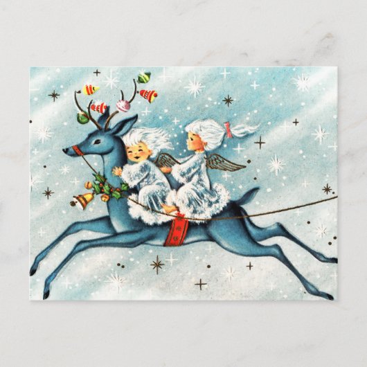 retro vintage Christmas Angels Vakantie Briefkaart (Voorkant)