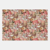 Retro Vintage Christmas Collage Trio Inpakpapier Vel (Voorkant 2)