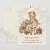 Retro Vintage Christmas Girl Gifts Wenskaart Briefkaart (Voorkant / Achterkant)