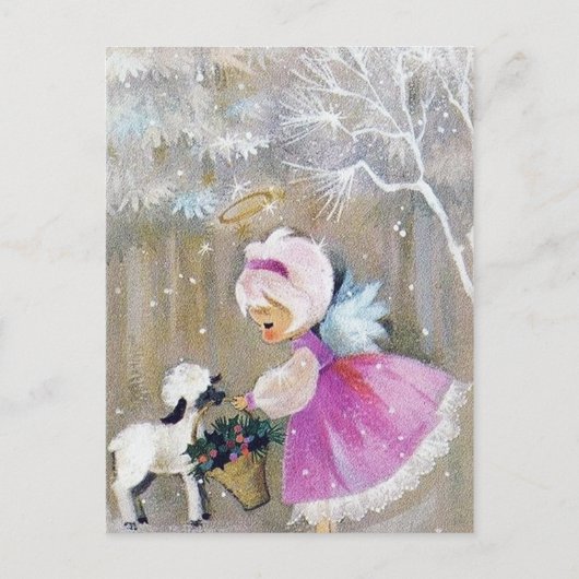 Retro vintage Christmas Holiday Angel briefkaart (Voorkant)