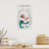 Retro vintage Christmas Holiday girl poster (Keuken)
