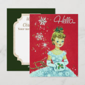 Retro Vintage Christmas lady voeg berichtkaart toe Feestdagenkaart (Voorkant / Achterkant)