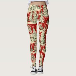 Retro Vintage Christmas Landscape Leggings