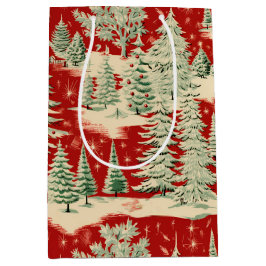 Retro Vintage Christmas Landscape Medium Cadeauzakje
