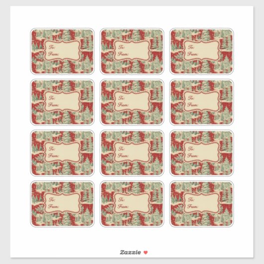 Retro Vintage Christmas Landscape Sticker (Vel)